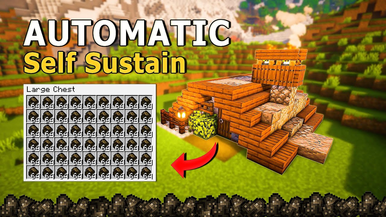 Minecraft Aesthetic | How to Build AUTOMATIC Charcoal Generator Farm House | Tutorial