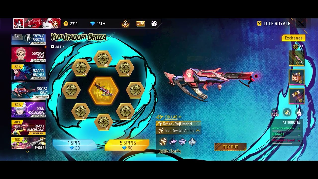 Jujutsu kaisen STEP UP EMOTES 39 diamonds 😎😎😎🔥