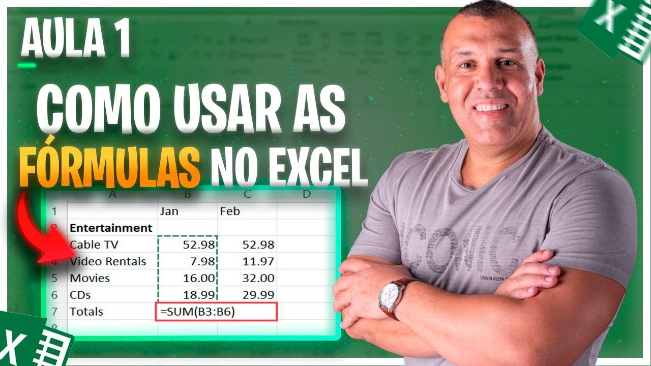 Curso Básico de Excel Gratuito - Aula 1 (Iniciando com as Fórmulas no Excel)