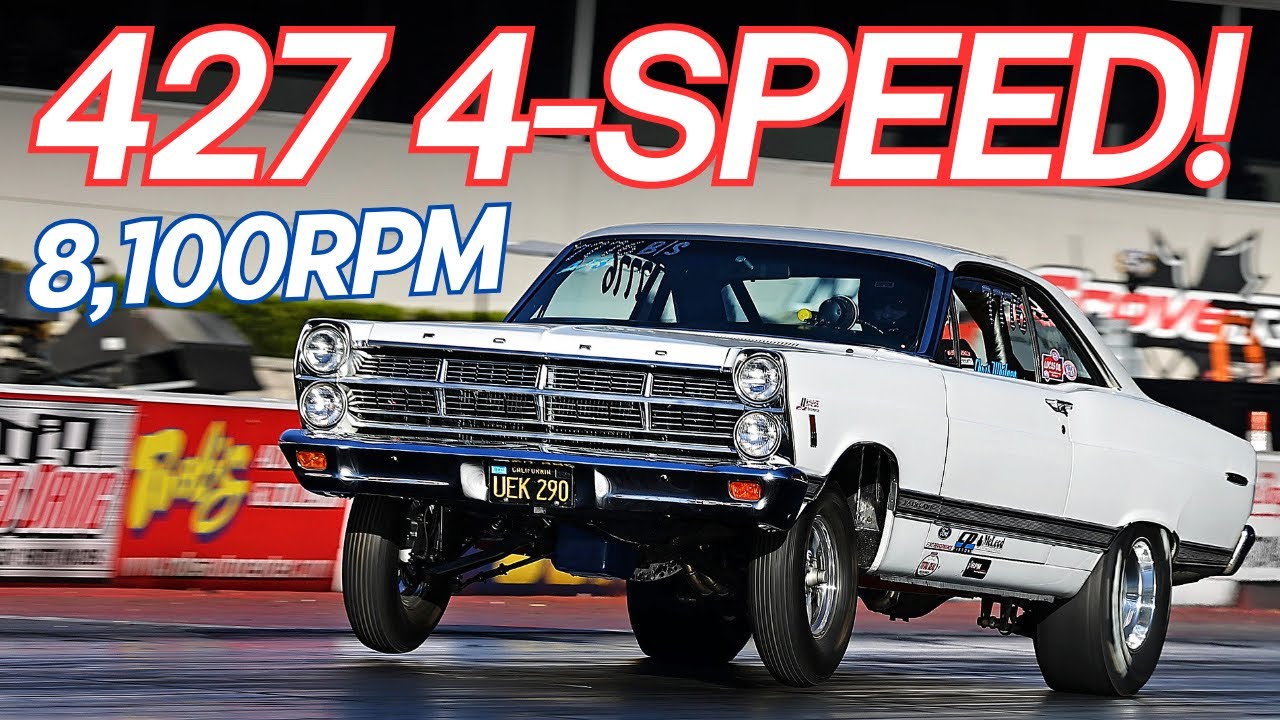 1967 427 Fairlane 4-Speed ​​работает на 9 секундах и развивает скорость 8100 об/мин с FE Power!
