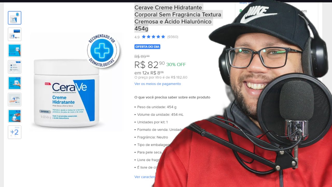 Cerave Creme Hidratante Corporal Sem Fragr&acirc;ncia Textura Cremosa e &Aacute;cido Hialur&ocirc;nico 454g