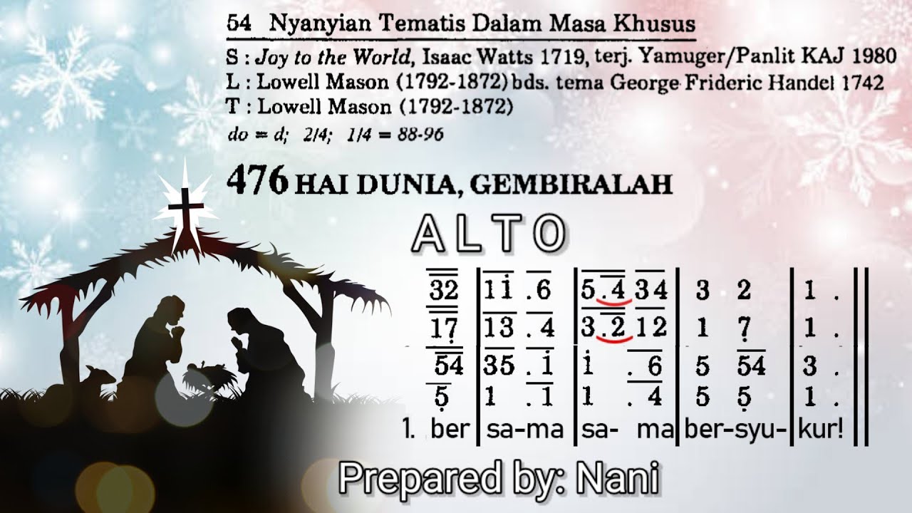 Hai Dunia, Gembiralah (PS 476 - Piano) ALTO