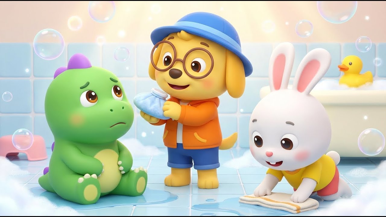 PONO & Friends: Rappy's Slippery Soap Rescue! 🧼🦕 | Bathroom Safety & First Aid for Kids