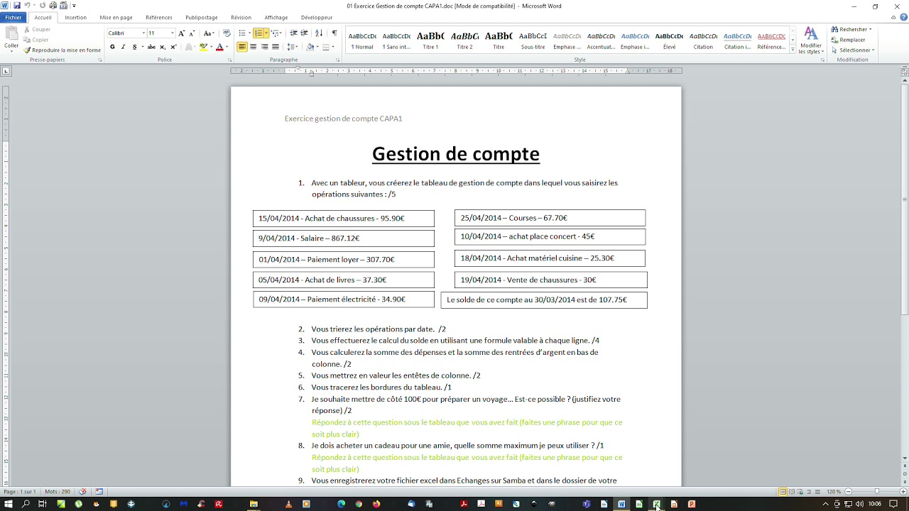 04 Tableur gestion de compte bancaire