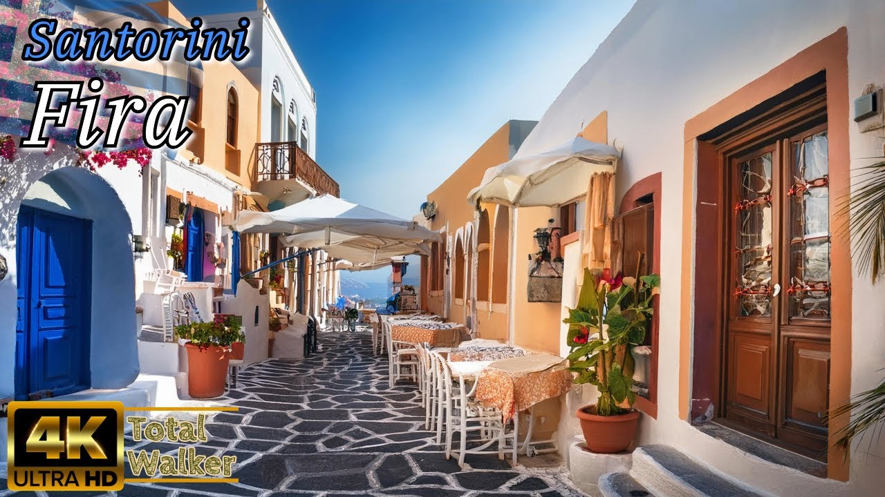 Fira: An Immersive Walking Tour of Santorini Capital City (4K UHD)