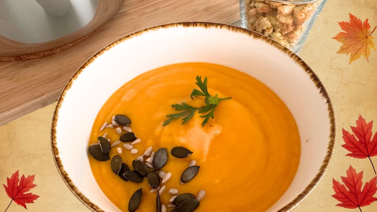Crema de calabaza y boniato con un toque de curry