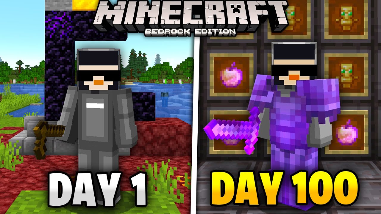 I Survived 100 Days of HARDCORE Minecraft Bedrock