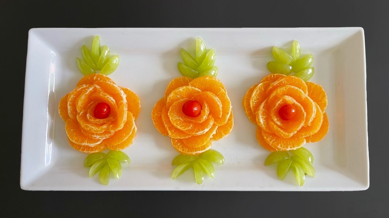 Beautiful Fruit Decoration / How To make Flower With Orange and Grape’s /Fruit Plate Decoration idea