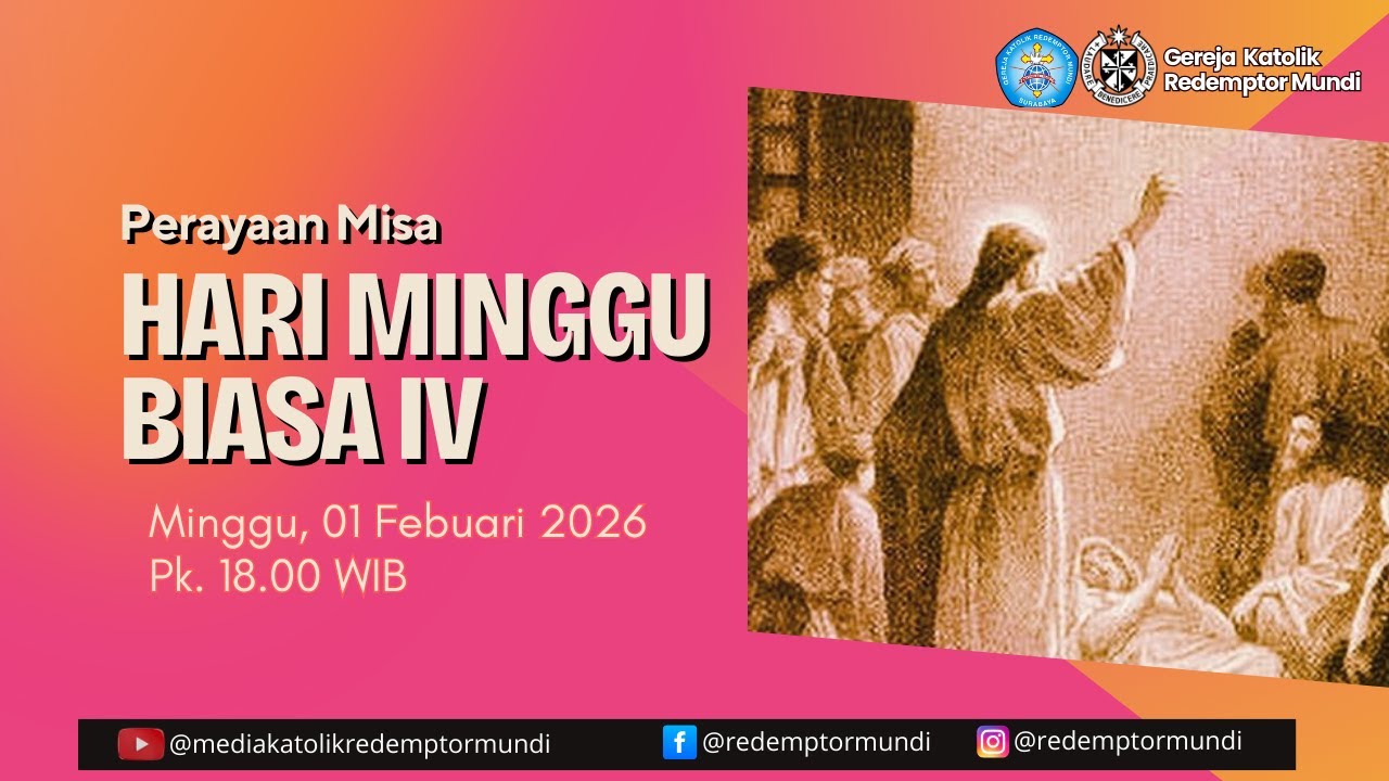 Perayaan Misa | Hari Minggu Biasa IV | 01 Februarii 2026 | 18.00 WIB
