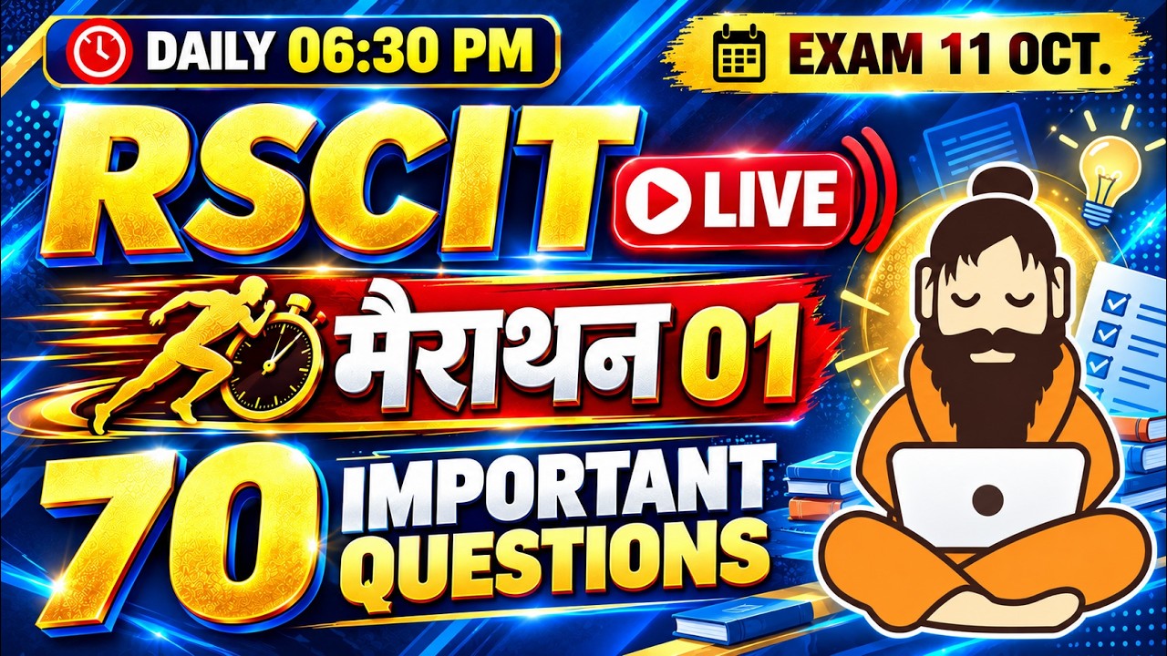 RSCIT Live Class 04 RSCIT Exam Important Questions 2026 RSCIT Computer Course RSCIT Exam 11 Oct. 26