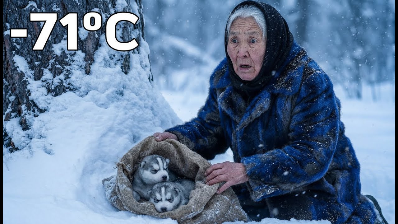 A Elderly Woman Saved Two Frozen Husky Puppies in Siberia❄️ What happened next will touch your heart