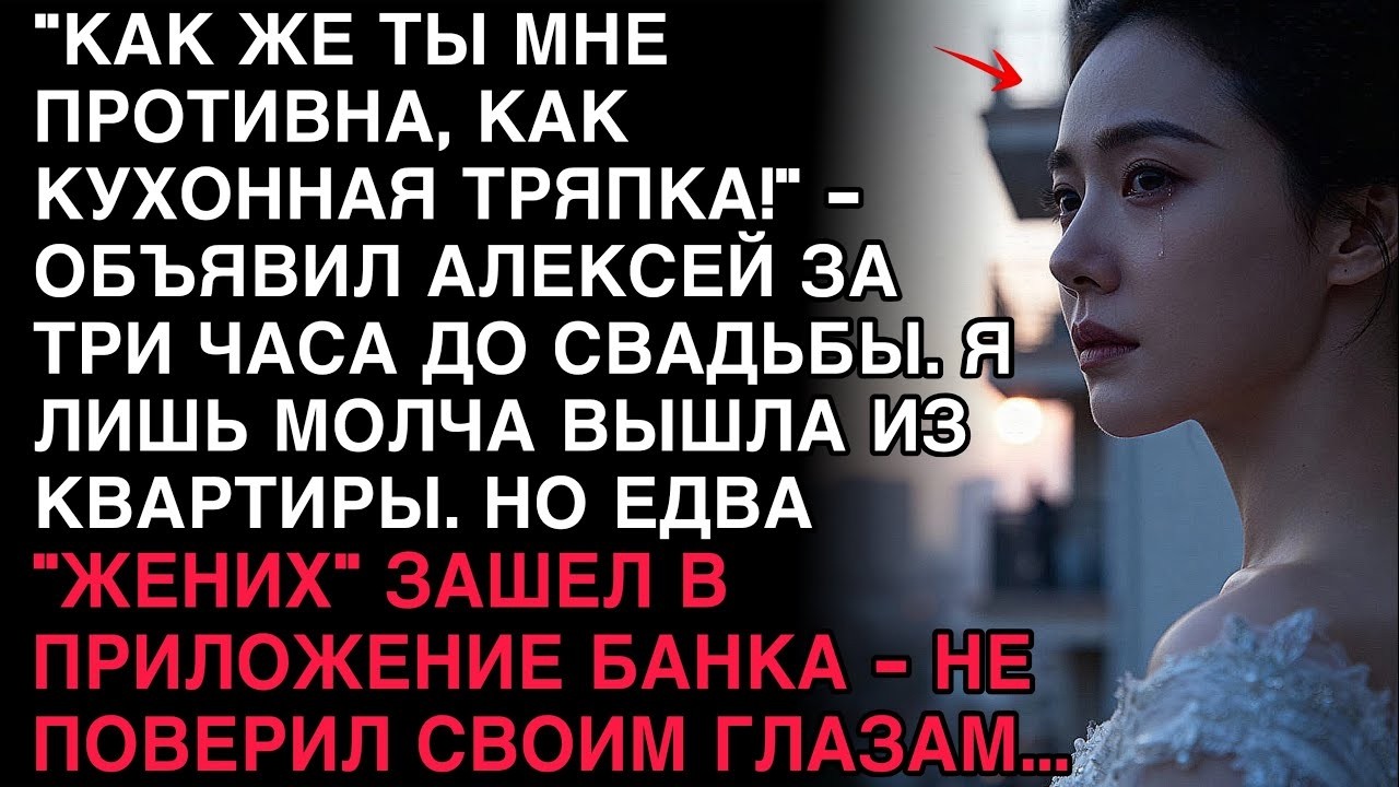ЗА ТРИ ЧАСА ДО СВАДЬБЫ АЛЕКСЕЙ СКАЗАЛ- «ТЫ МНЕ ПРОТИВНА!» — НО, ЗАЙДЯ В ПРИЛОЖЕНИЕ БАНКА, ОН ОНЕМЕЛ…
