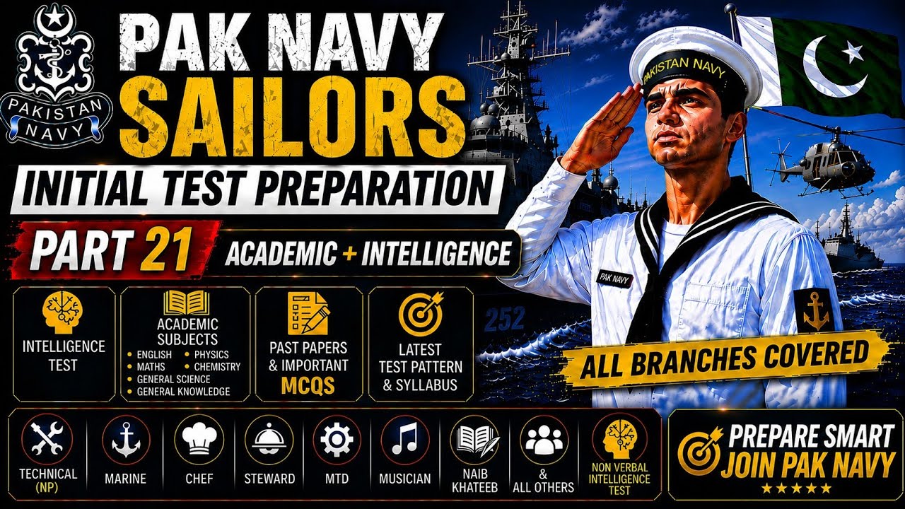 Pak Navy Sailors initial test preparation PART 21 | Academic + Intelligence | Technical, NP, Marine