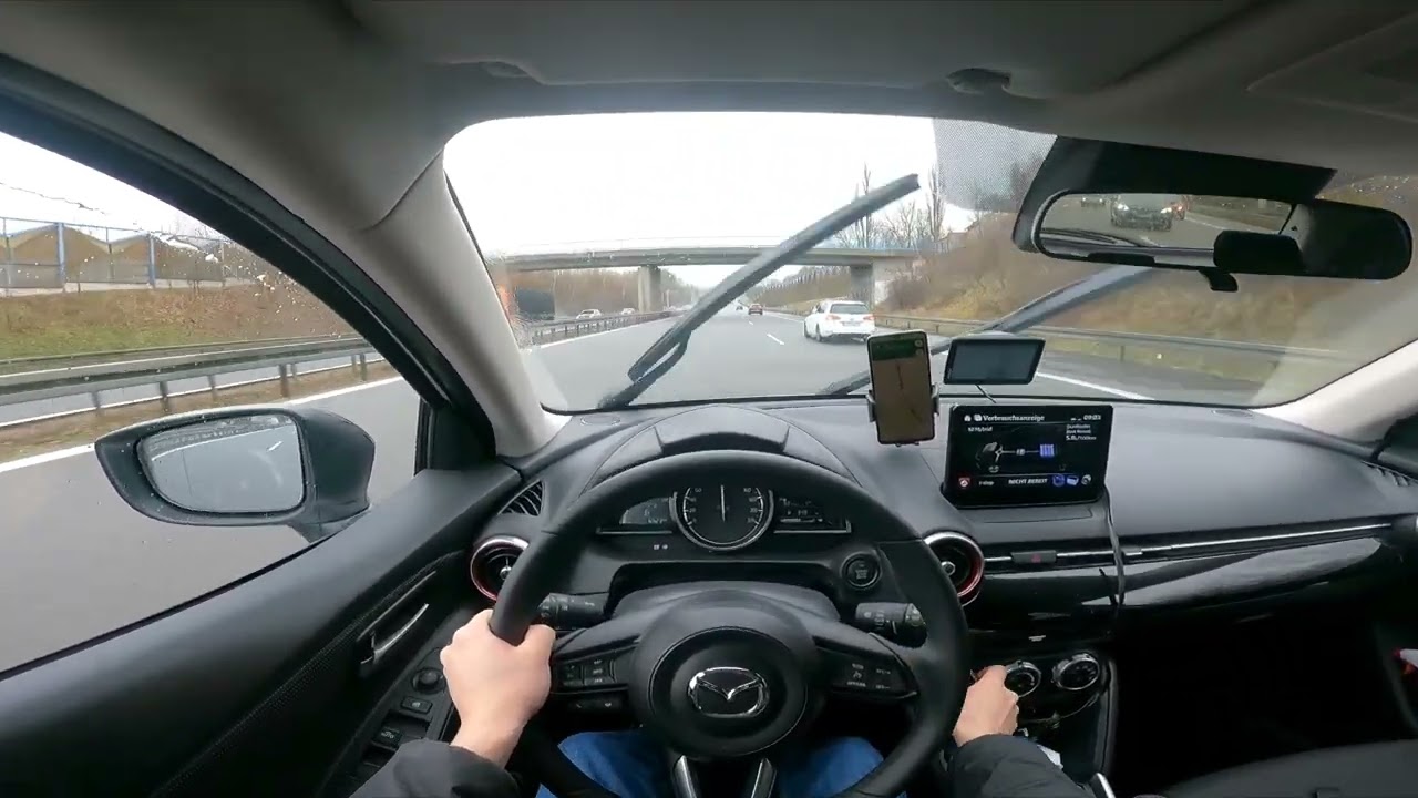 [ASMR] [raining] 2022 Mazda 2 [e-SKYACTIV-G 90 M] Hybrid Homura | POV | AUTOBAHN | Chemnitz - Jena