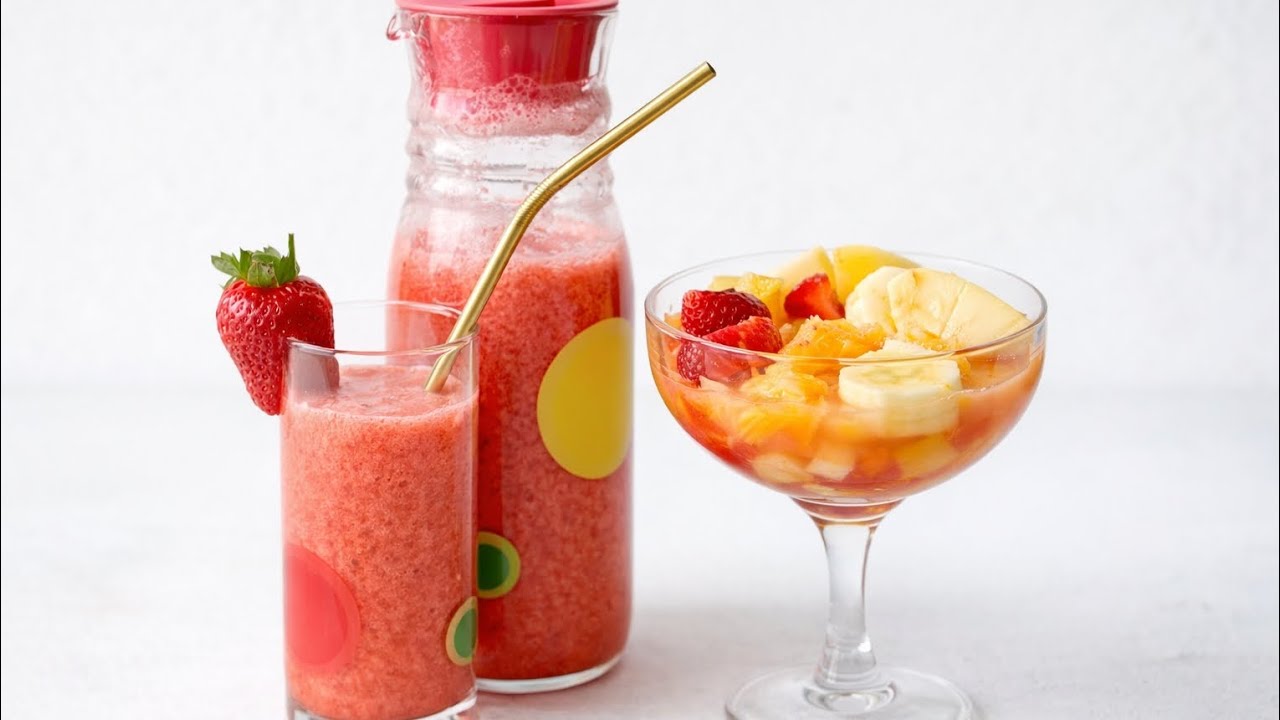 عصير فراولة 🍓 طبيعي و سلطة فواكه منعشة مع سر المطاعم الفخمة ... دربة فالبنة و حاجة طبيعية 100%