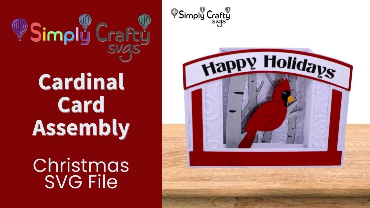 Cardinal Card Assembly - Christmas SVG File - Christmas U-Fold Card with Cardinal
