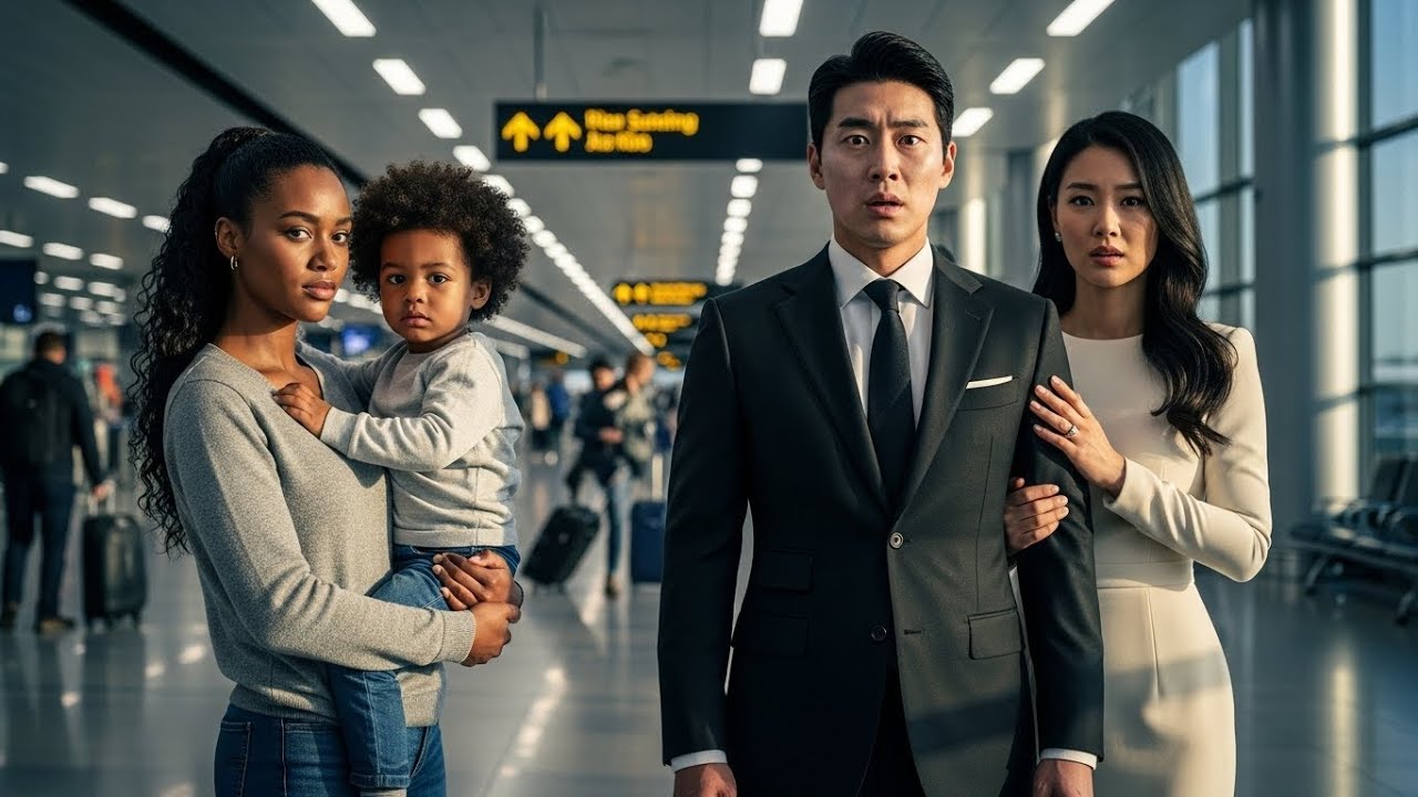 At the airport with his fiancée, Korean mafia boss is pale— As His ex Black Waitress, Holding a baby