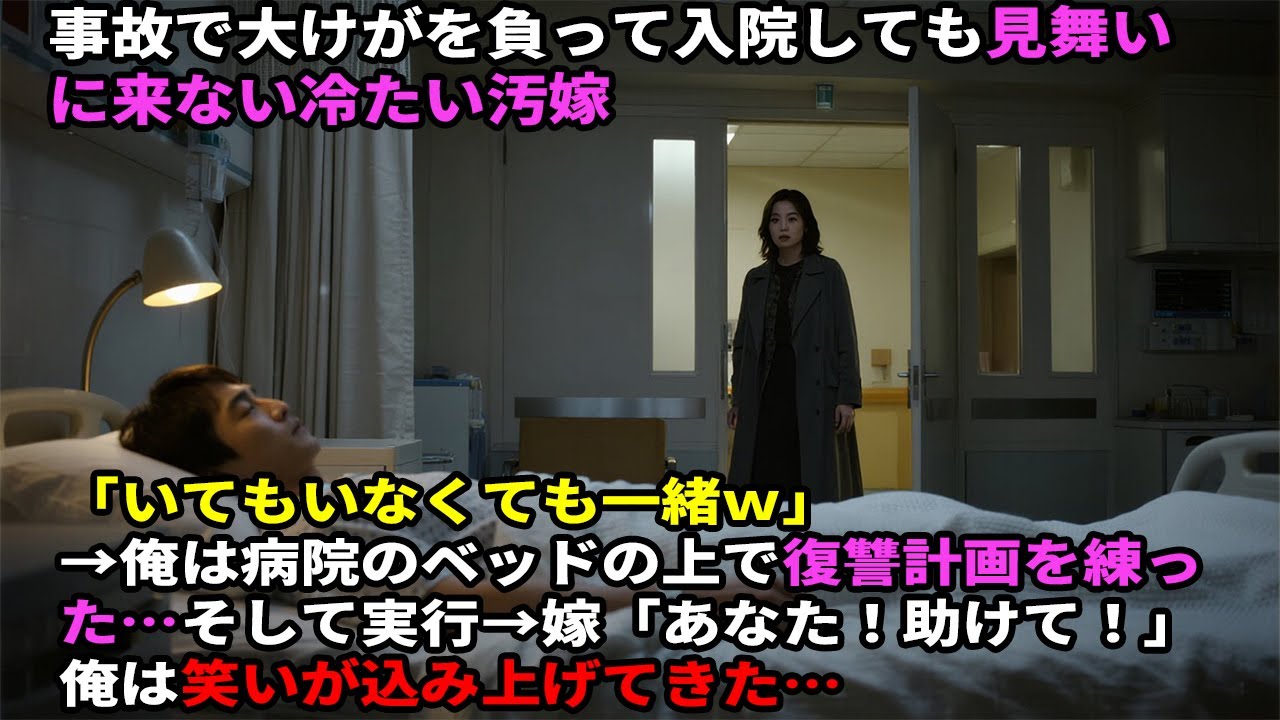 事故で大けがを負い入院しても見舞いに来ない冷酷嫁「いてもいなくても一緒ｗ」→病院のベッドで復讐を決意…計画実行後、助けを求める嫁に俺は笑った…