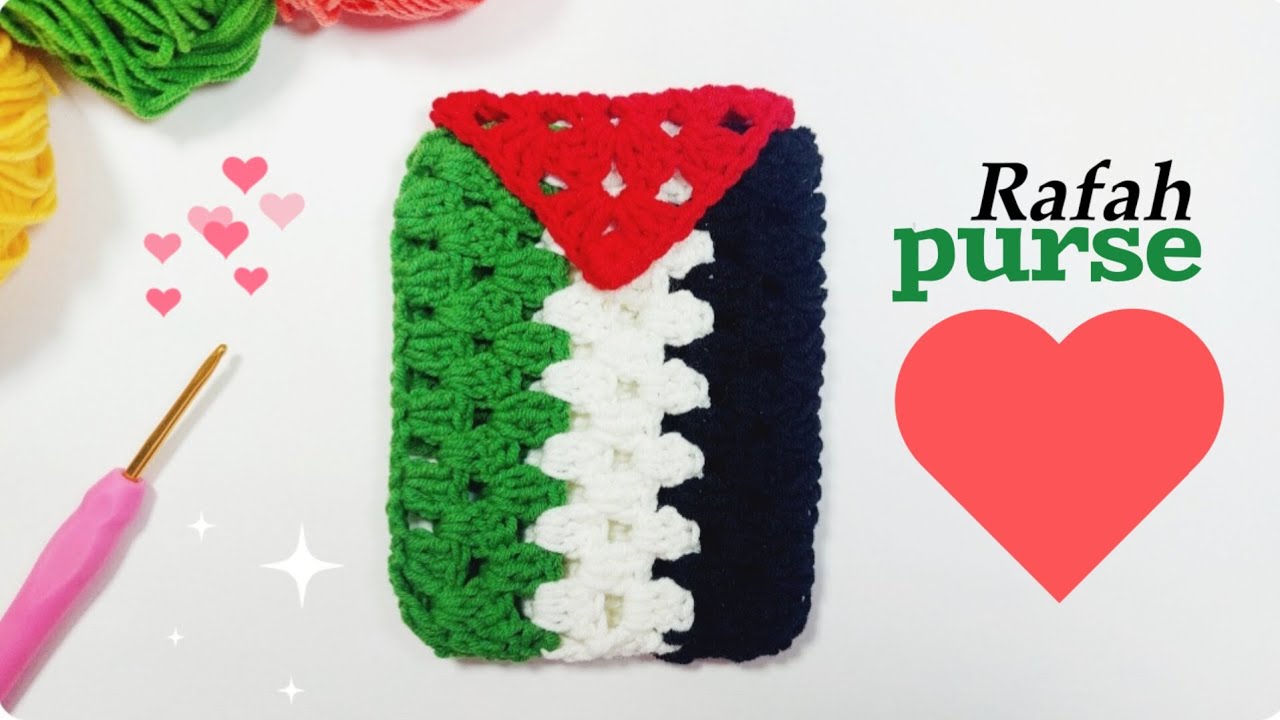 How to Crochet a Purse with Palestine Flag Design 🇵🇸 / crochet free tutorial