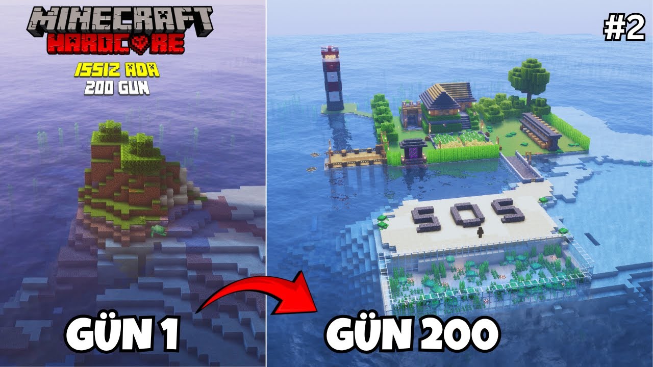 Minecraft Hardcore'da 200 Gün ISSIZ ADADA Hayatta Kalmak!