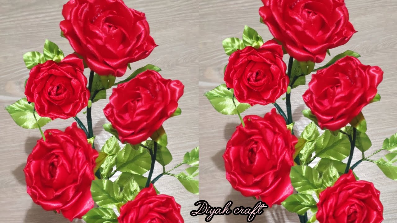 DIY/ Satin Ribbon Roses/How to make beutyful Roses with satin ribbon/Tutorial Ribbon Flowers 