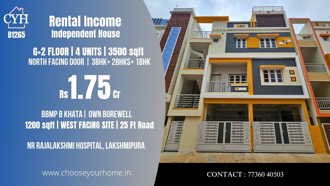 SOLD-CYH#B1265 - Rs 1.75Cr - 4 Units Rental income house | Kanshiram Nagar Lakshmipura 