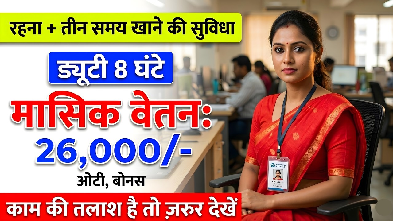 आठ घंटा ड्यूटी रहना खाना सुविधा | company job vacancy 2026 | ड्यूटी 8 घंटा | private job