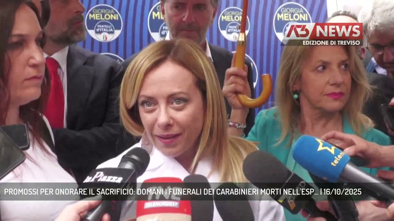 PROMOSSI PER ONORARE IL SACRIFICIO: DOMANI I FUNERALI DEI CARABINIERI MORTI NELL'ESP... | 16/10/2025