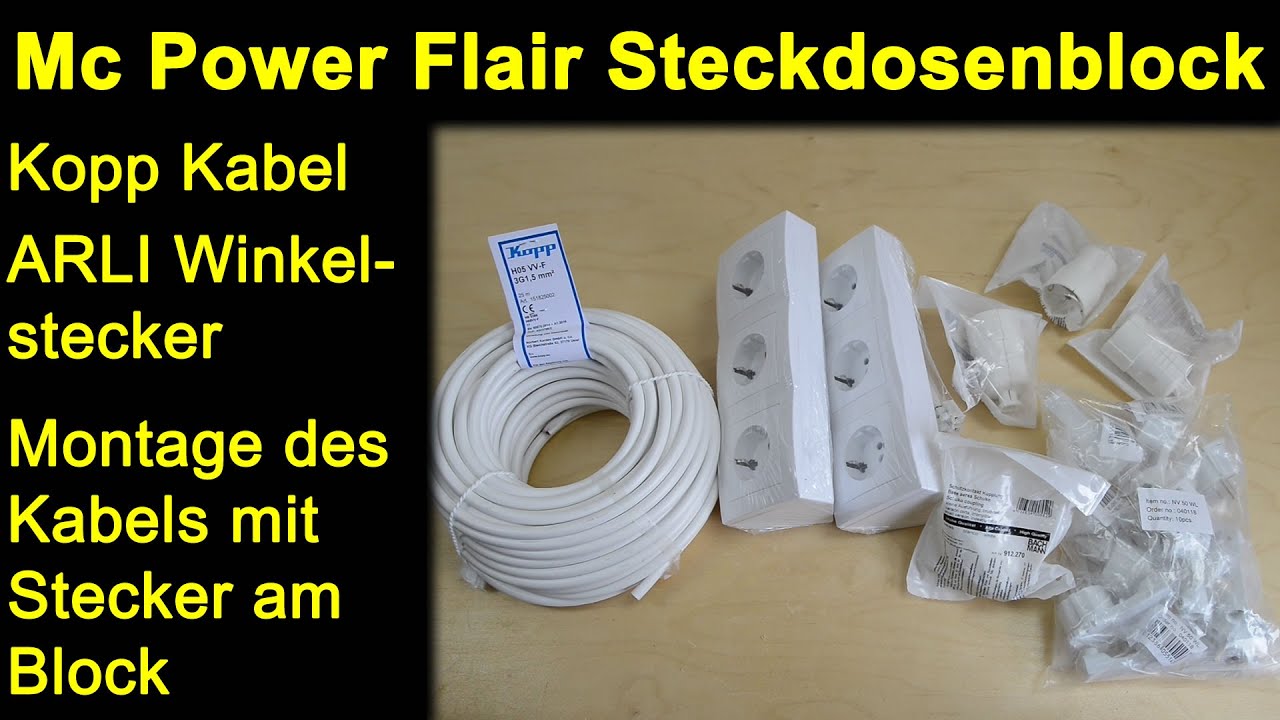 Mc Power Flair Steckdosenblock | ARLI Winkelstecker | Kopp 51825002 Stromkabel - Anschluss / Montage