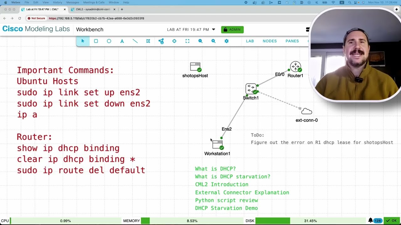 DHCP Starvation Attack Demonstration in Cisco Modeling Labs (CML2.9)