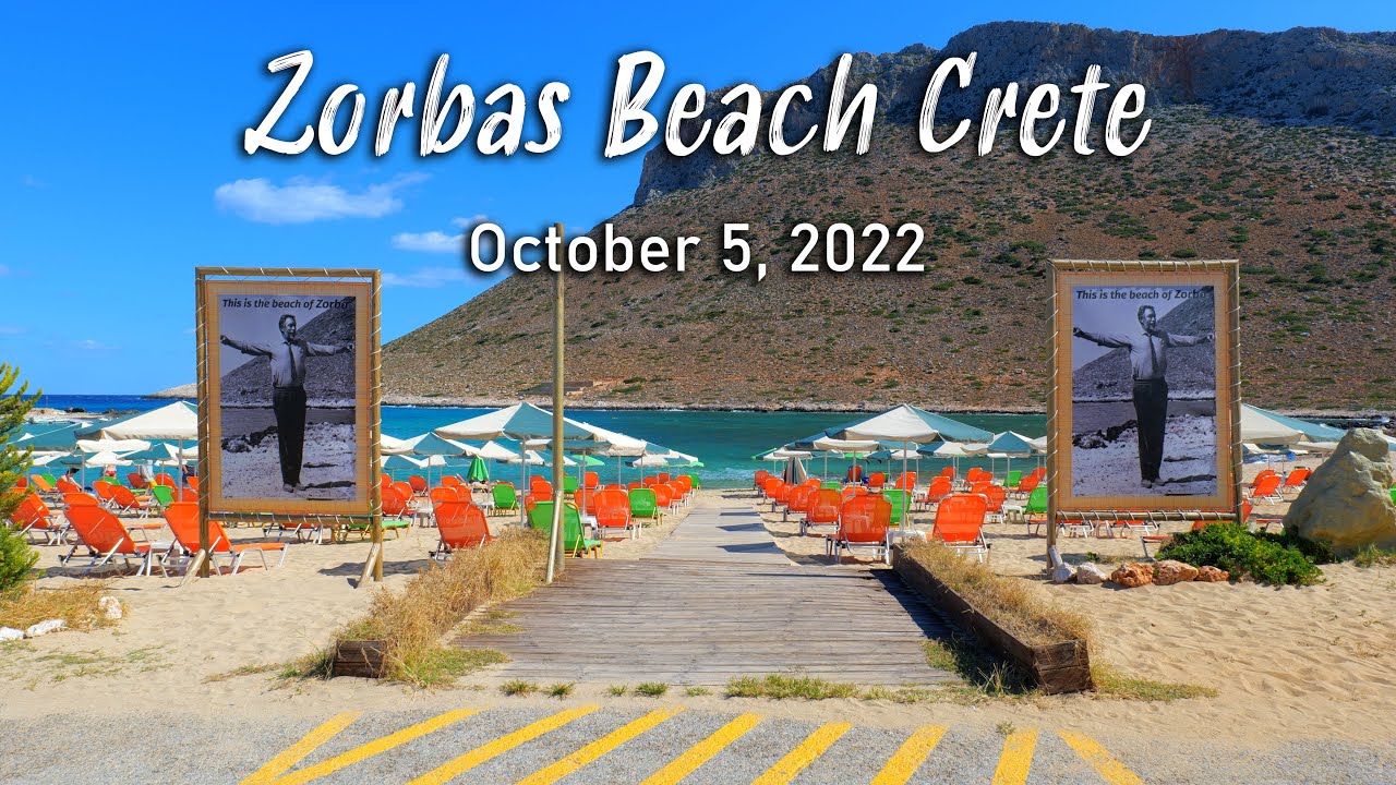 Zorbas Beach, Crete, walking tour 4k, Greece 2022