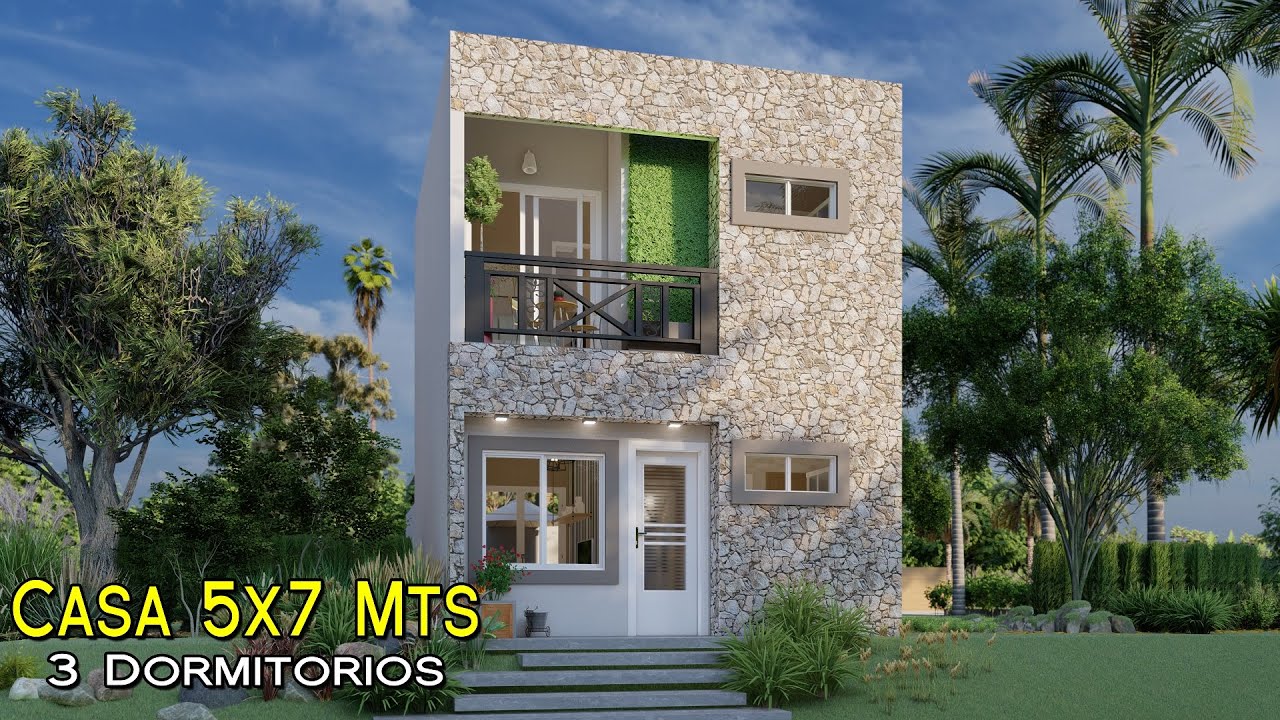 Casa pequeña de 3 dormitorios en 2 pisos | Casa de 5x7 metros
