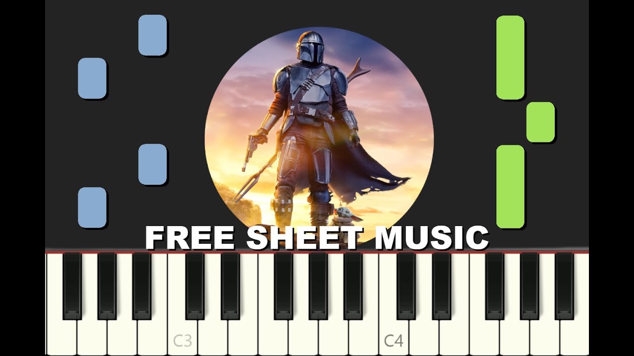 THE MANDALORIAN THEME, Star Wars, 2019, Piano Tutorial with free Sheet Music (pdf)