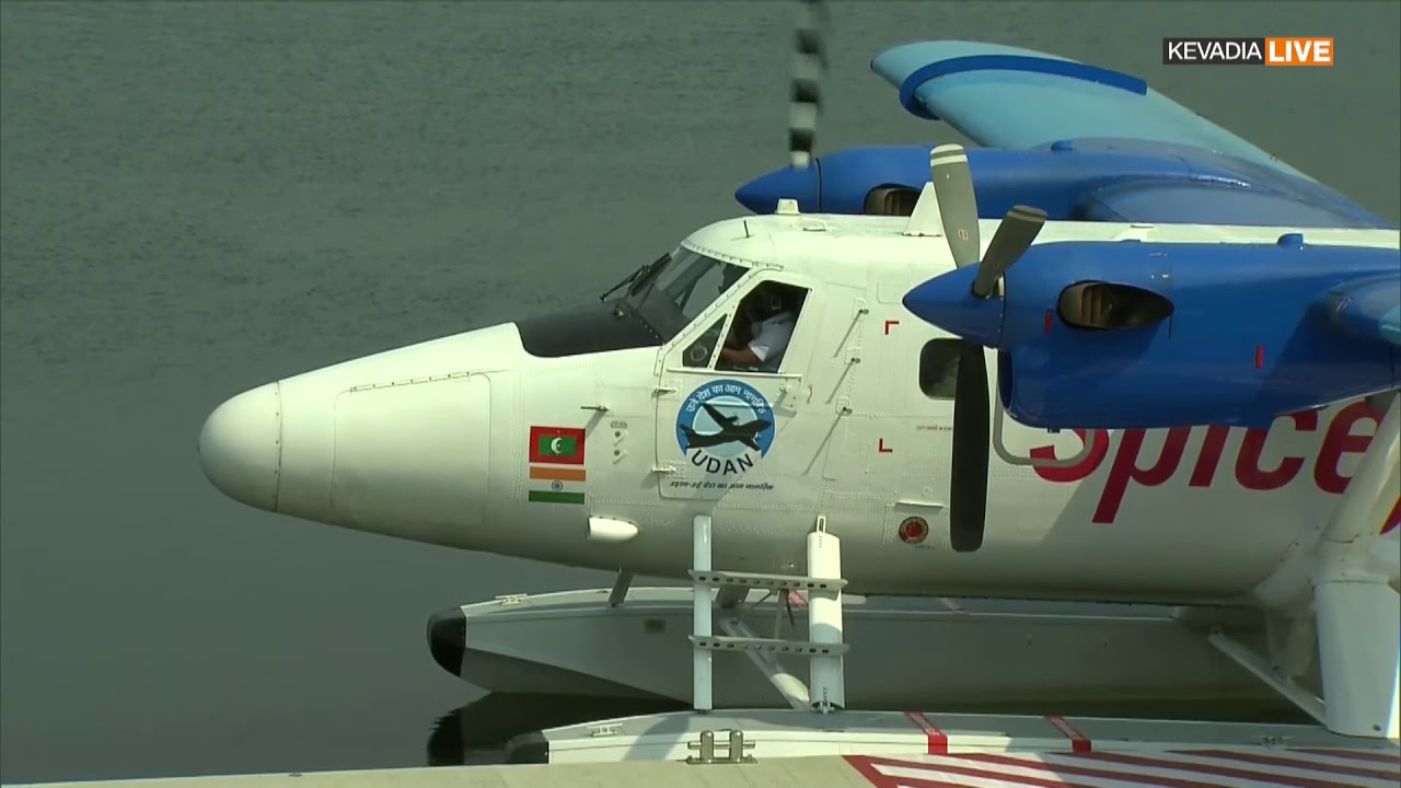 PM Narendra Modi travels in the maiden seaplane flight from Kevadia to Sabarmati