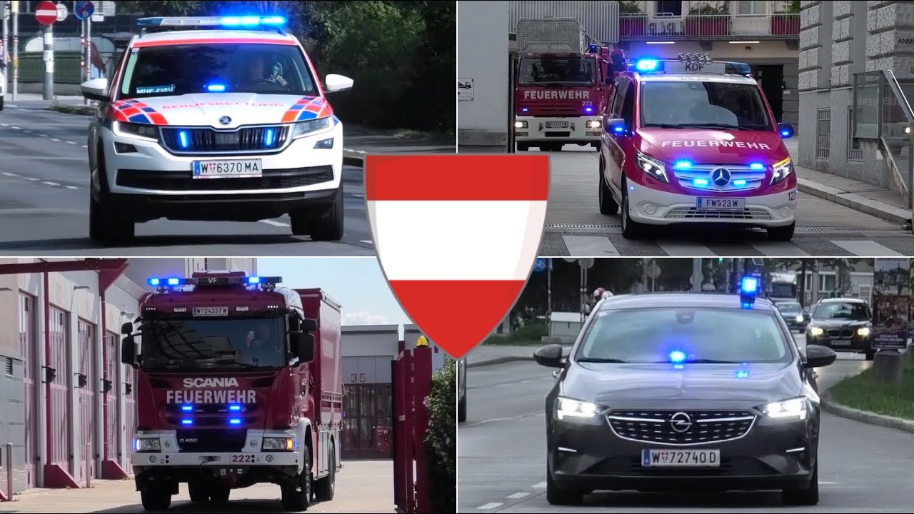 [WOHNUNGSBRAND & VF!] - Feuerwehr WIEN | Einsatzfahrten Feuerwache, Rettungsdienst und POLIZEI!