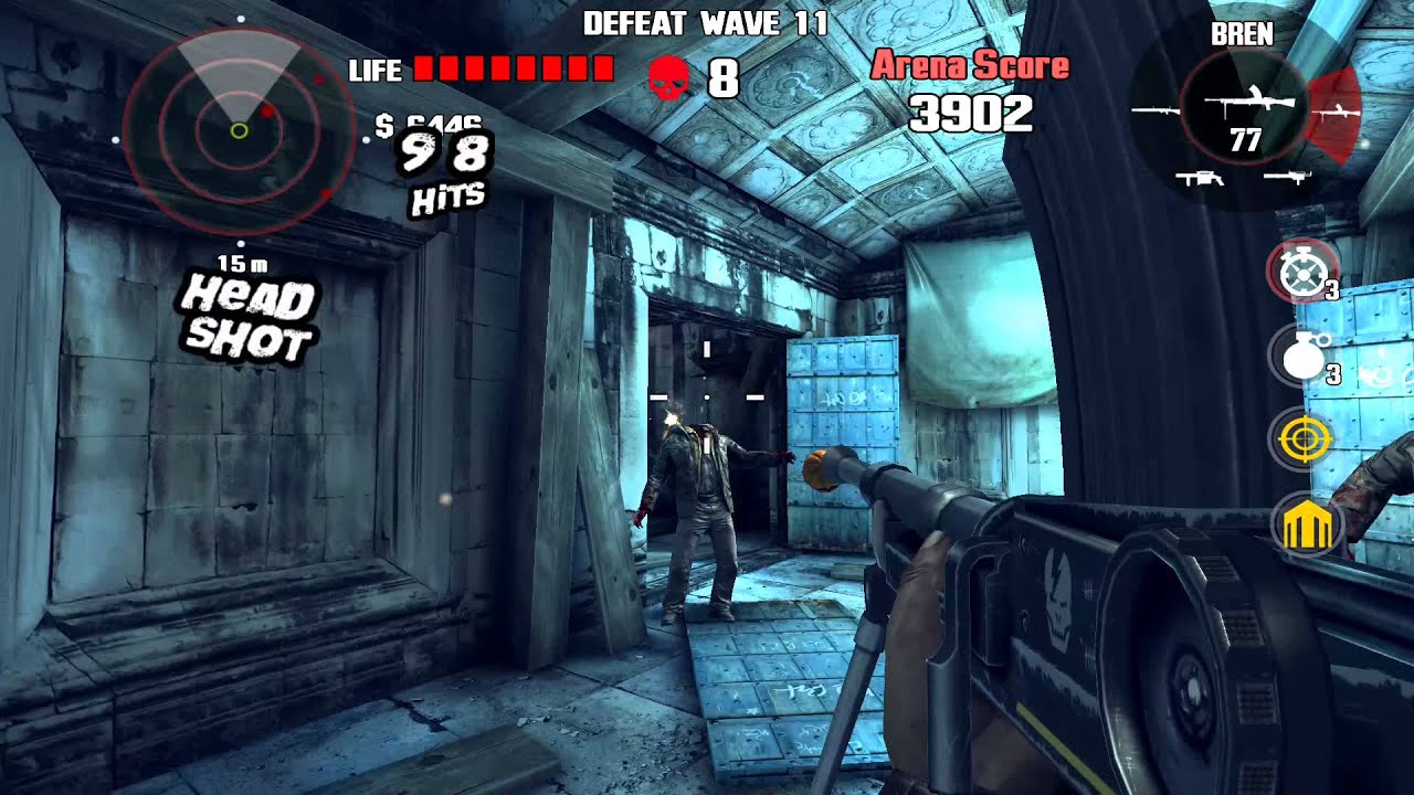 Dead Trigger 1 Arena Rank 50 Haunted Graveyard Wave 43 Part 1/3 Nvidia Shield Tablet