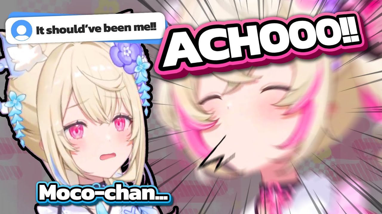 Mococo sneezed right in front of Fuwawa's face