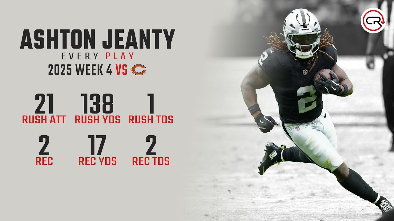 Ashton Jeanty Week 4 Highlights | Every Run, Target, and Catch vs Bears