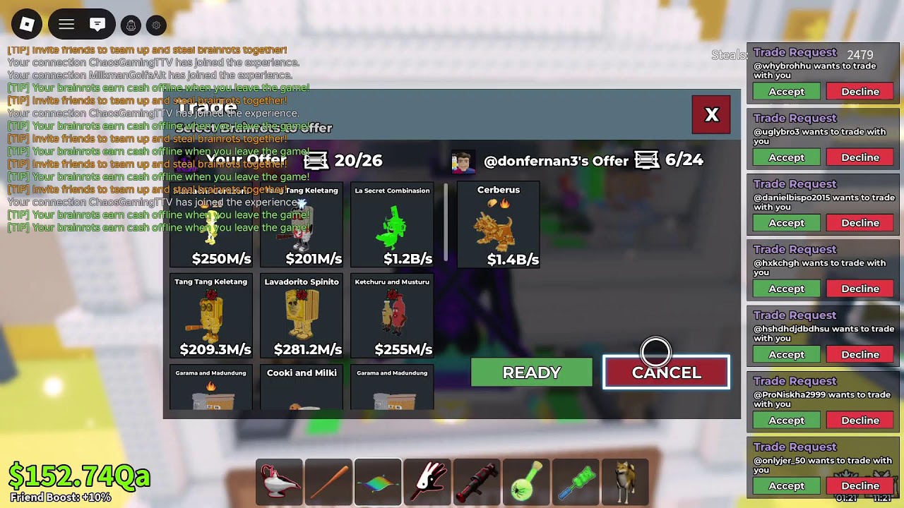 👍TRADING ON STEAL A BRAINROT USING NEW MACHINE 👍LIVE 👍ADD: MilkmanGolfsTTV