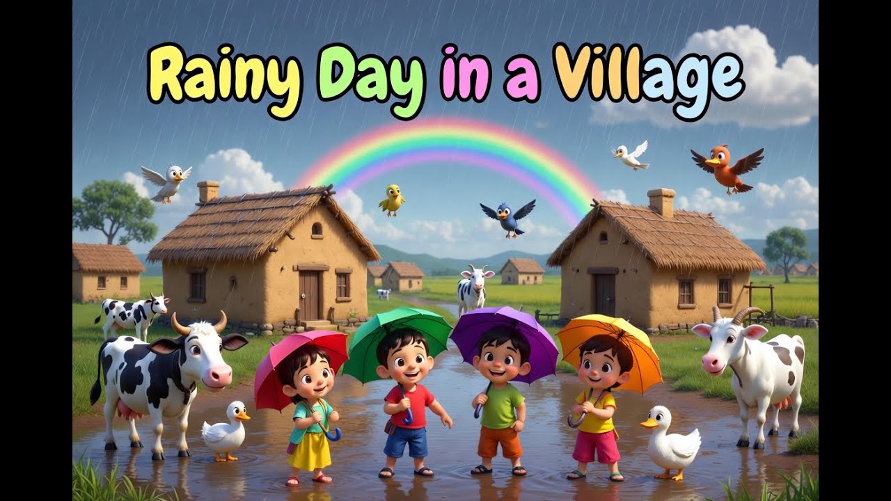 Village Life in Rain -  Calm & Happy Kids Story
