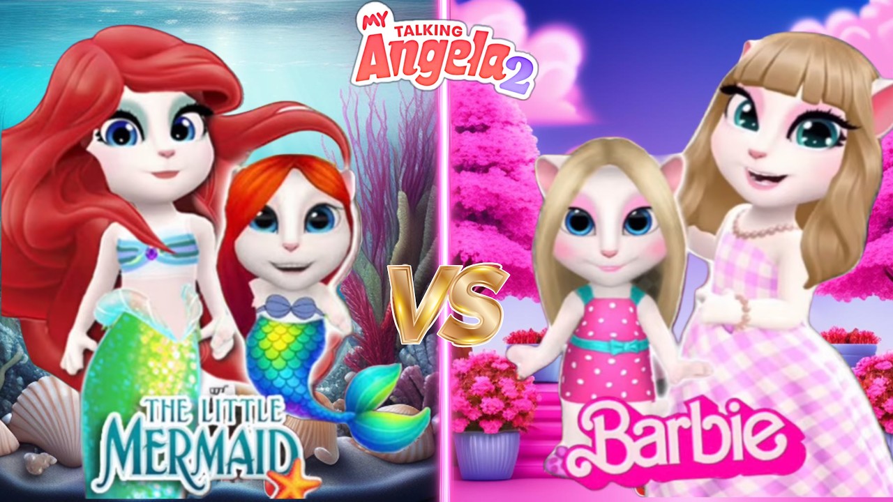 My Talking Angela’m 2 😻 || Mother Barbie and Ariel with her daughters || new Update || Cosplay