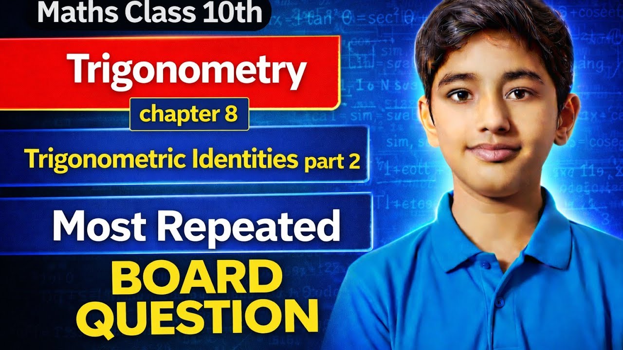 Maths Class 10th | Trigonometry | chapter 8 | Trigonometric Identities| Most Repeated Board Question
