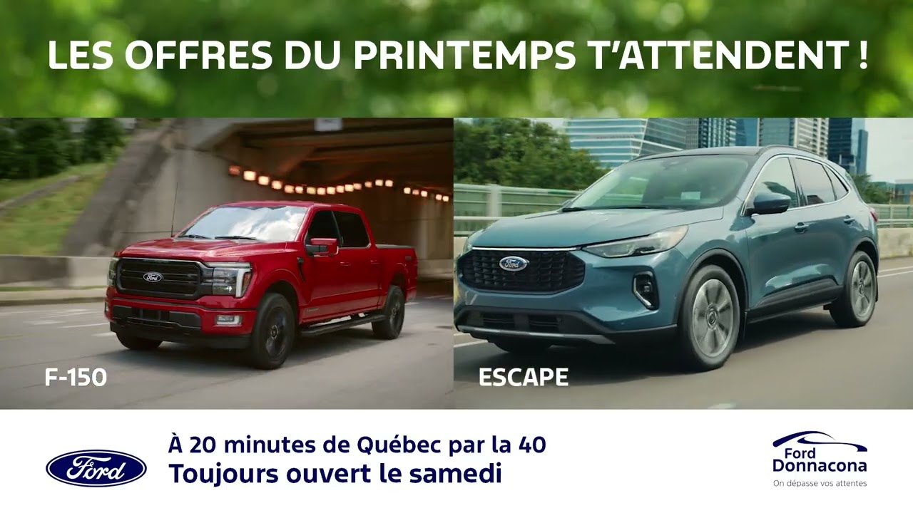 En mars, les offres du printemps t’attendent chez Ford Donnacona.
