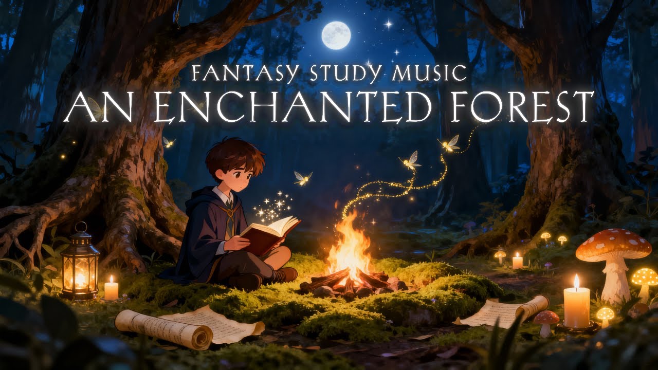 Fantasy Music for Reading | Quiet Pages by Firelight in the Forest 🌙