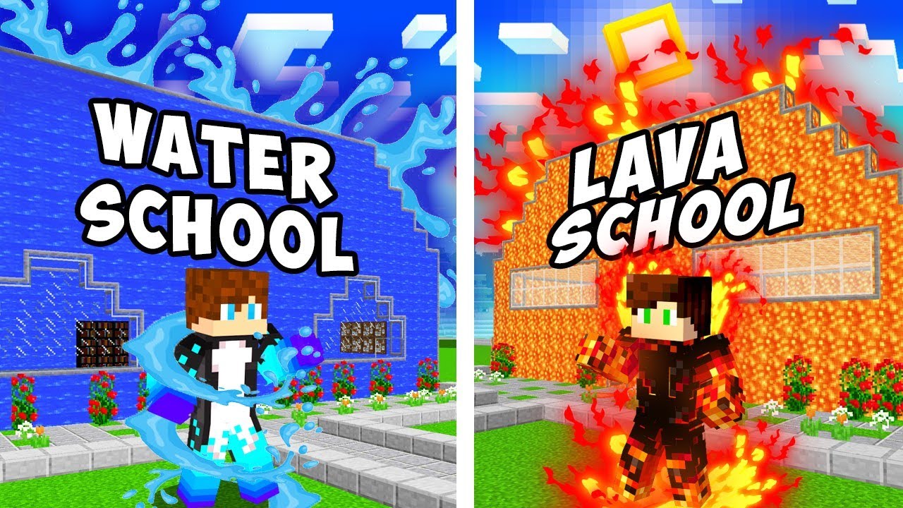 DWIE SZKOŁY ŻYWIOŁÓW WODA vs LAWA w Minecraft!