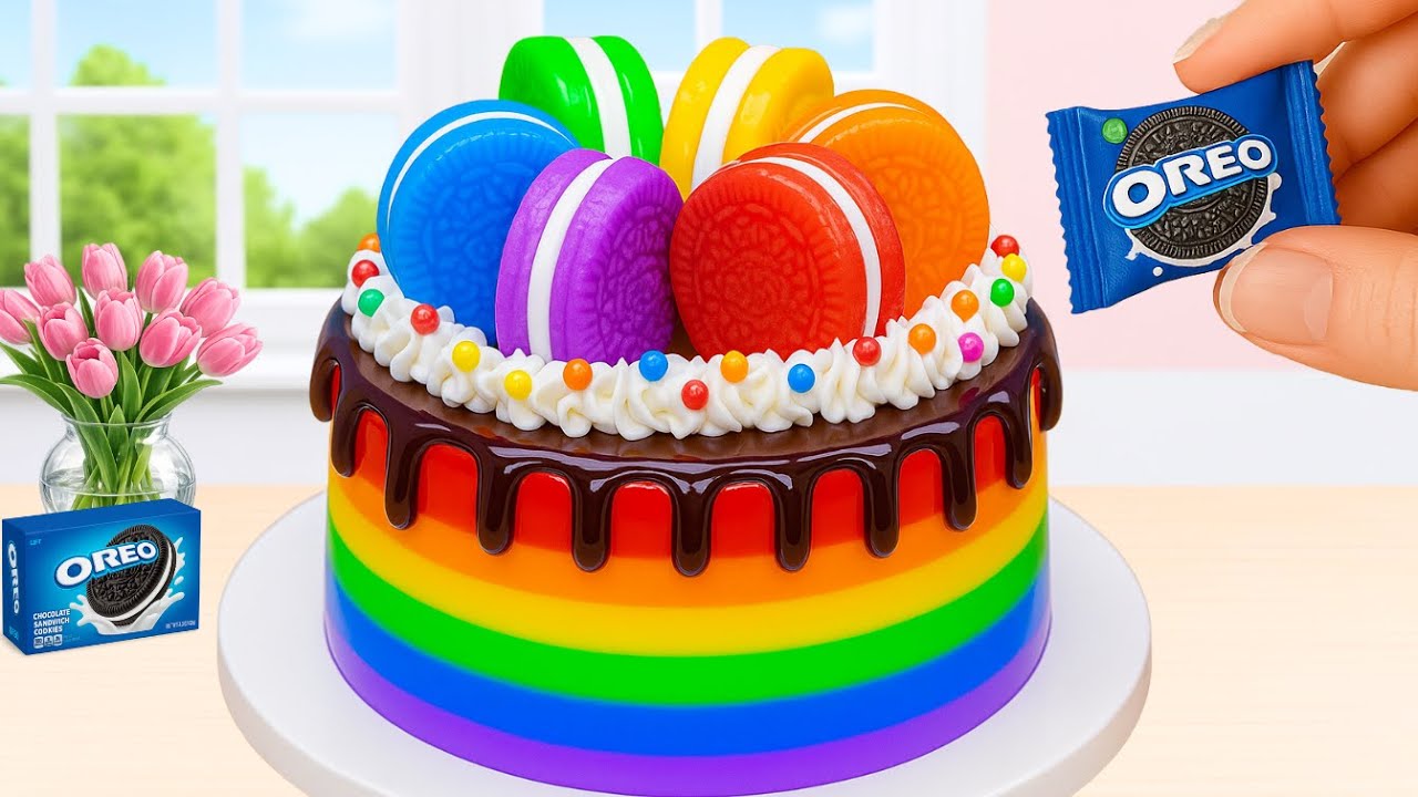 Perfect Mini Rainbow Oreo Cake 🌈🍪|Satisfying Chocolate Drip Mini Cake Decorating | Tiny Cakes World