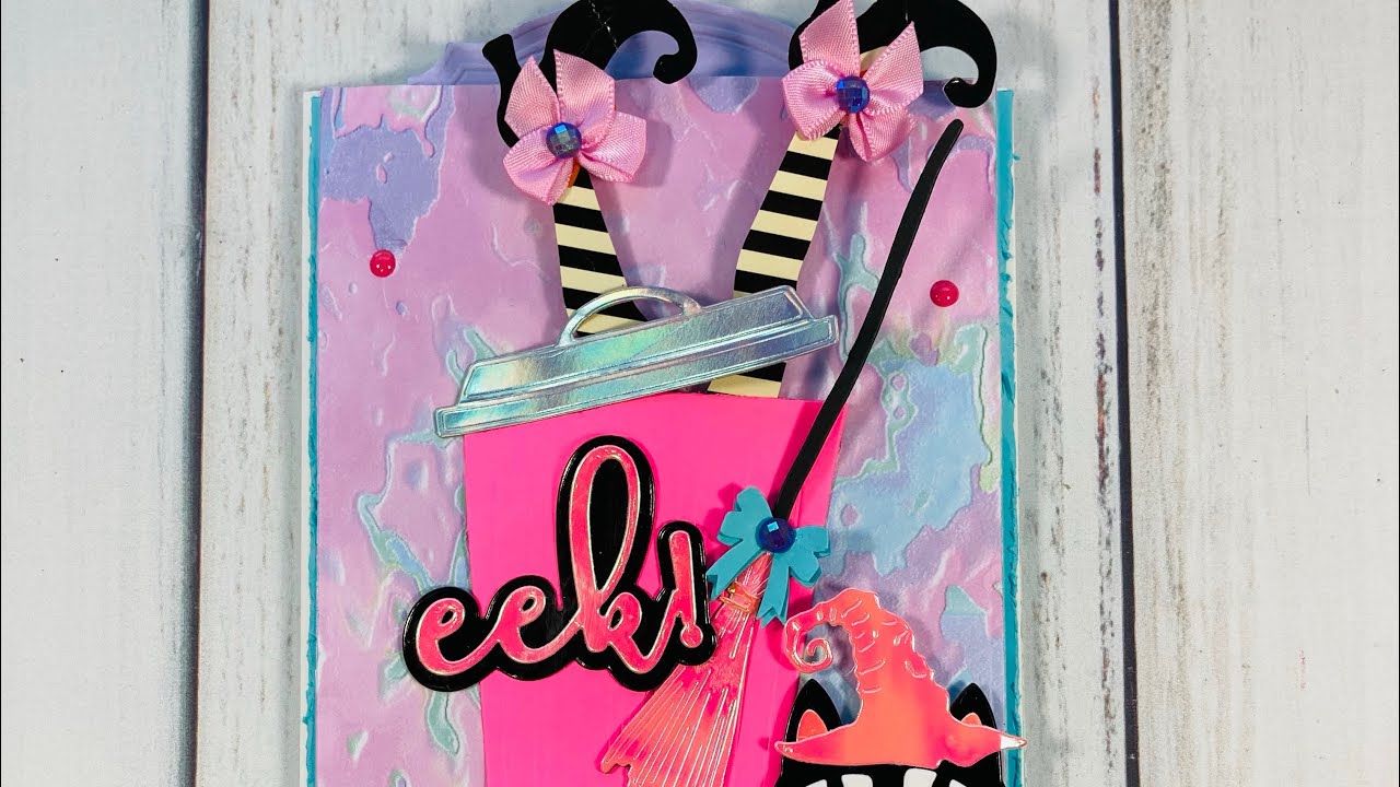 #halloweendiecutfun #3 {Witch stuck in garbage can & altered mini witch hats}