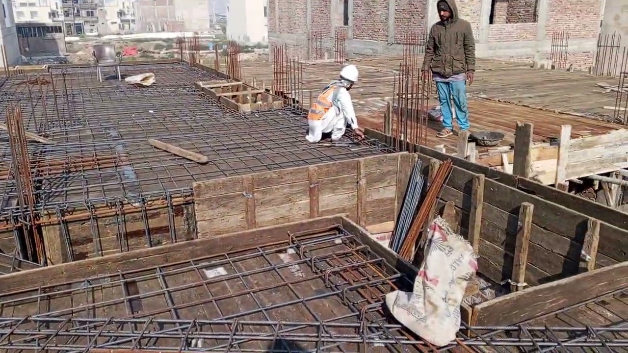 S.r.rizwan گراؤنڈ فلور کی چھت کے سلیپ کا کام