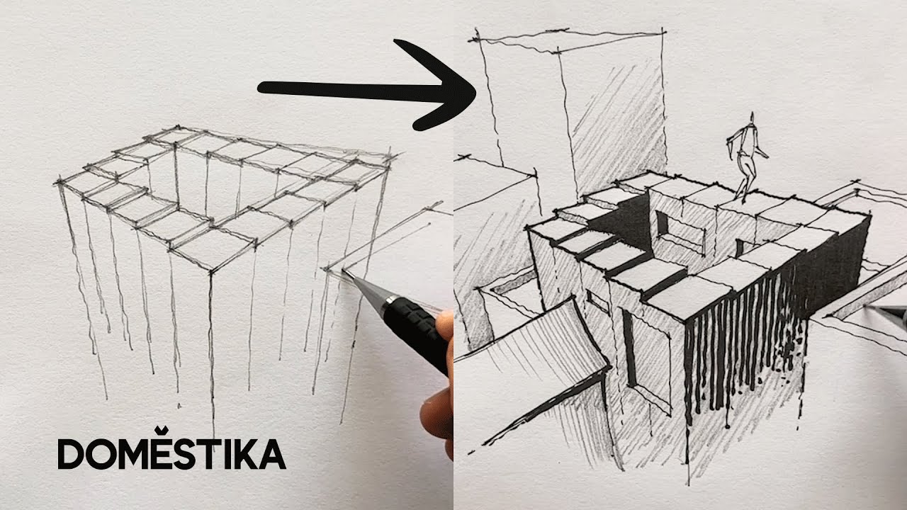 💥Ilusión Óptica: Cómo dibujar la Escalera de Penrose - Timelapse de David Drazil | Domestika