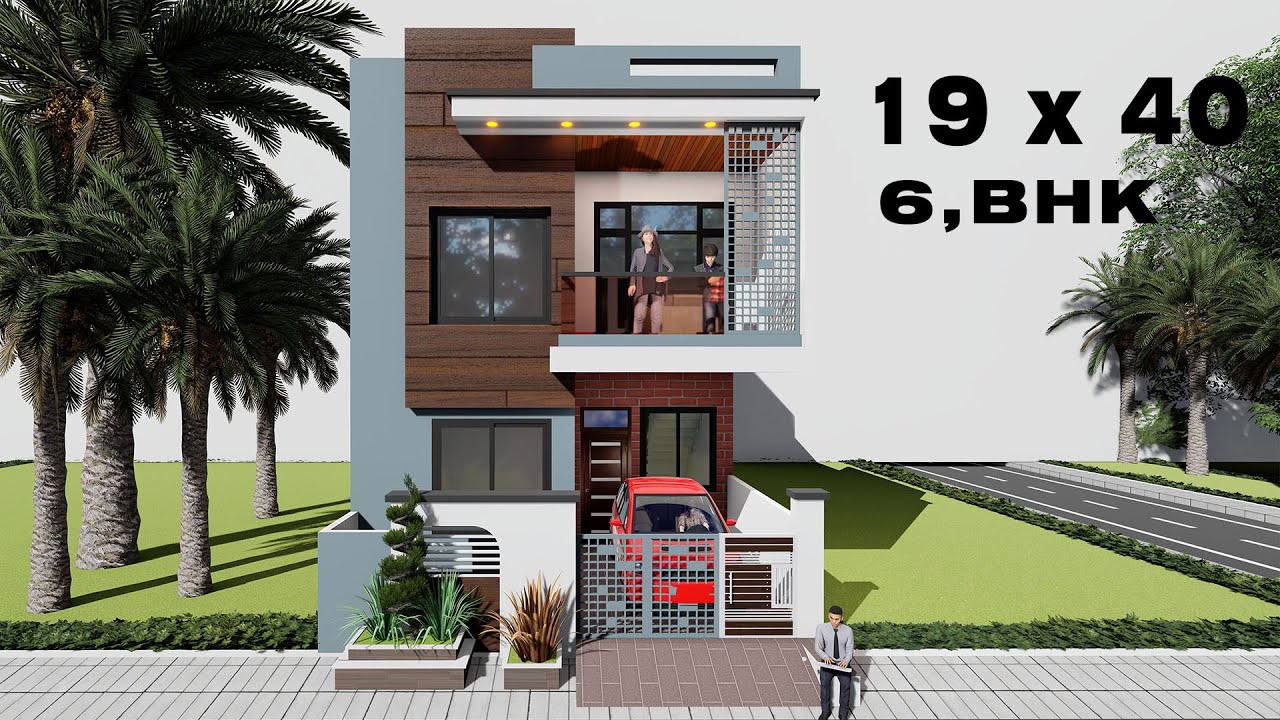 19*40 ka Beautiful car parking house plan, 19 by 40 makan ka naksha , 19x40 3D ghar ka naksha